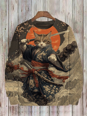 Herren Japanische Kunst Katze Bedrucktes Sweatshirt