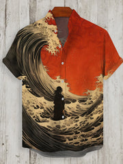 Japanische Männer Wellen Kunstdruck Shirt