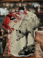 Herren-Kurzarm-Hemd mit japanischer Kunst