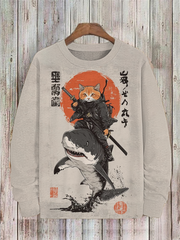 Herren Japanische Kunst Katze Bedrucktes Sweatshirt