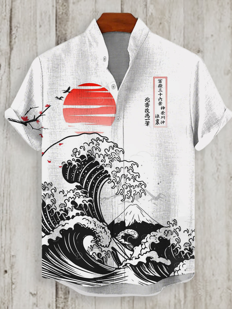 Japanische Männer Wellen Kunstdruck Shirt