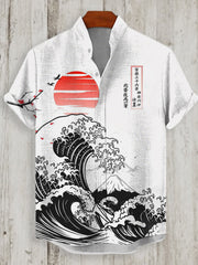 Japanische Männer Wellen Kunstdruck Shirt