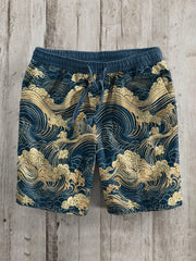 Herren Japaness Waves Kunstdruck Hosen Shorts