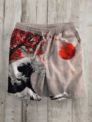 Herren Japaness Waves Kunstdruck Hosen Shorts