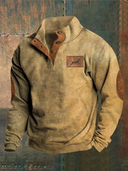 Herren Vintage Western Stag Print lässig Lose Langarm Sweatshirt