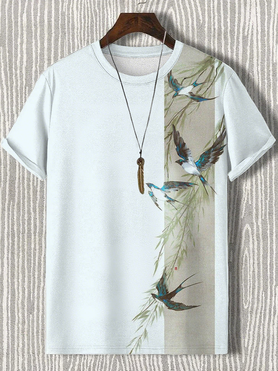 Japanische Herren Kunstdruck T-Shirt mit kurzen Ärmeln