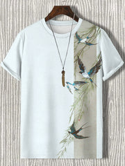 Japanische Herren Kunstdruck T-Shirt mit kurzen Ärmeln