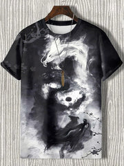 Japanische Herren Kunstdruck T-Shirt mit kurzen Ärmeln