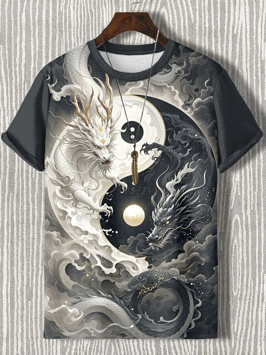 Japanische Herren Kunstdruck T-Shirt mit kurzen Ärmeln