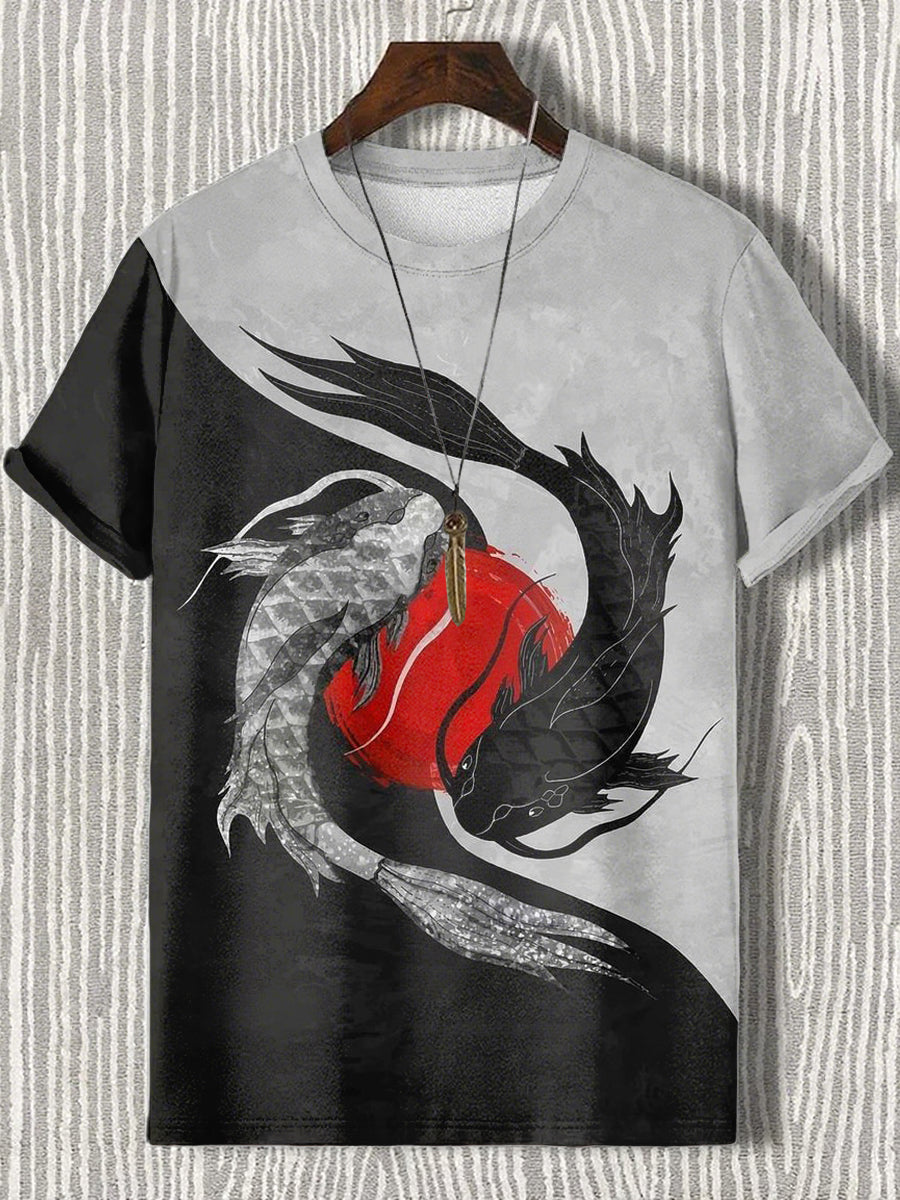 Japanische Herren Kunstdruck T-Shirt mit kurzen Ärmeln