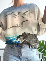 Japanisches Kunst kran Sweatshirt für Damen