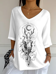 Damen japanische Kunst Casual Print Top