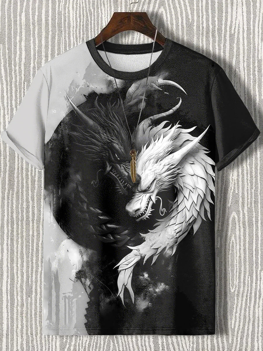 Japanische Herren Kunstdruck T-Shirt mit kurzen Ärmeln