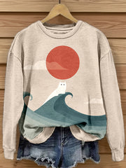 Frauen lustige Katze Kunstdruck Sweatshirt