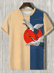Japanische Herren Kunstdruck T-Shirt mit kurzen Ärmeln