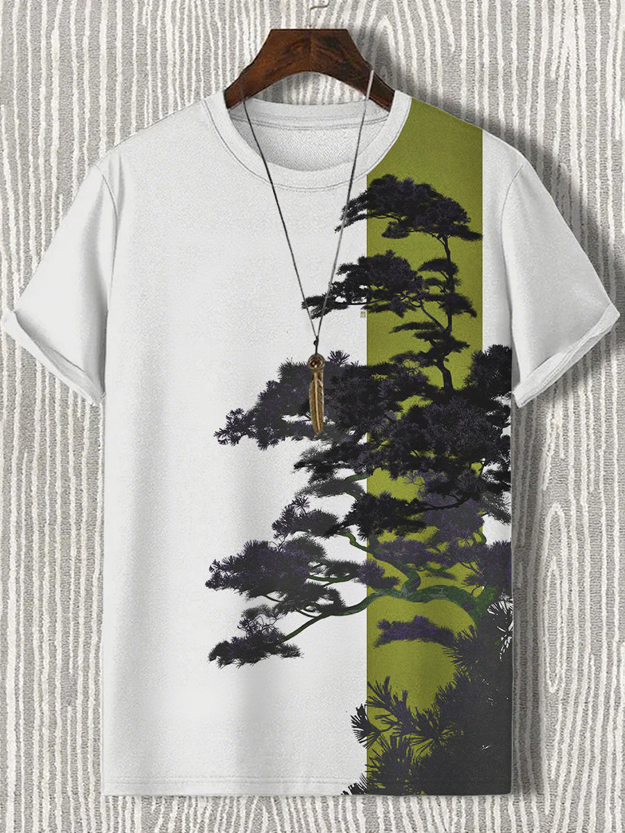 Japanische Herren Kunstdruck T-Shirt mit kurzen Ärmeln