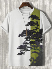 Japanische Herren Kunstdruck T-Shirt mit kurzen Ärmeln