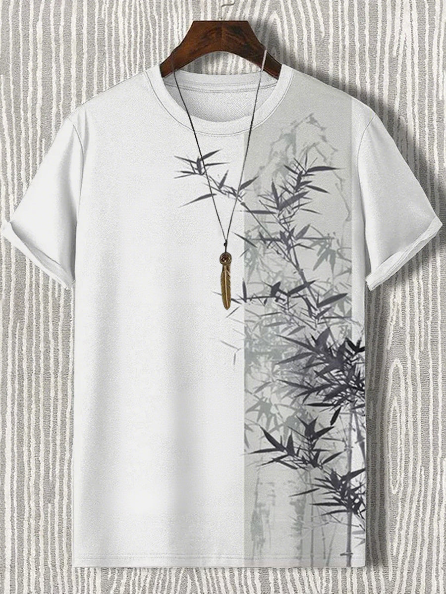 Japanische Herren Kunstdruck T-Shirt mit kurzen Ärmeln