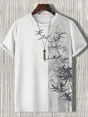 Japanische Herren Kunstdruck T-Shirt mit kurzen Ärmeln