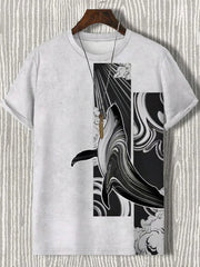Japanische Herren Kunstdruck T-Shirt mit kurzen Ärmeln