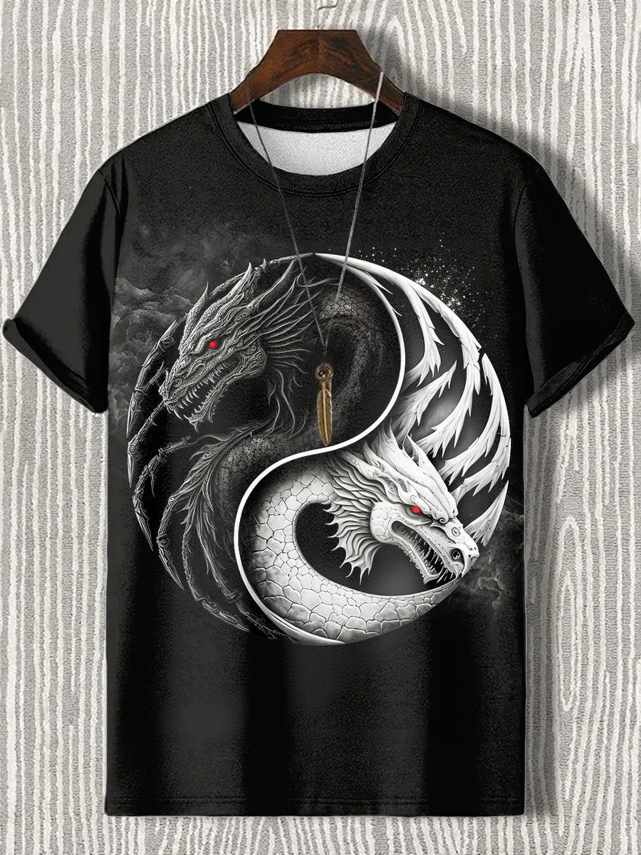 Japanische Herren Kunstdruck T-Shirt mit kurzen Ärmeln