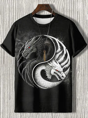 Japanische Herren Kunstdruck T-Shirt mit kurzen Ärmeln