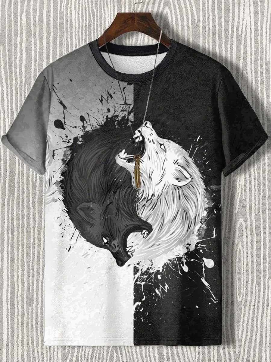 Japanische Herren Kunstdruck T-Shirt mit kurzen Ärmeln