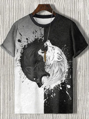 Japanische Herren Kunstdruck T-Shirt mit kurzen Ärmeln
