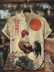 Herren Hähnchen Bedrucktes Hemd der japanischen Kunst