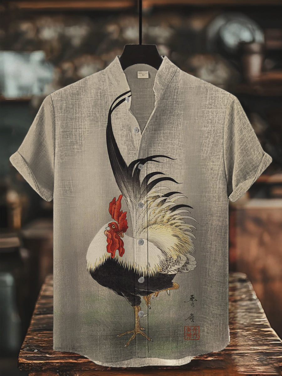 Herren Hähnchen Bedrucktes Hemd der japanischen Kunst