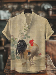 Herren Hähnchen Bedrucktes Hemd der japanischen Kunst