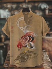 Herren Hähnchen Bedrucktes Hemd der japanischen Kunst