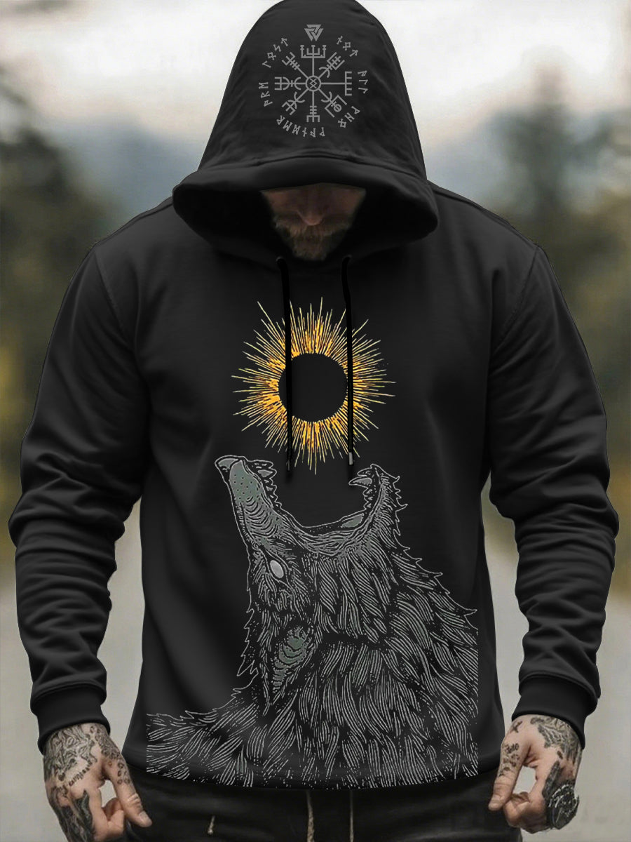 Herren Viking Wolf Kapuzen-Sweatshirt