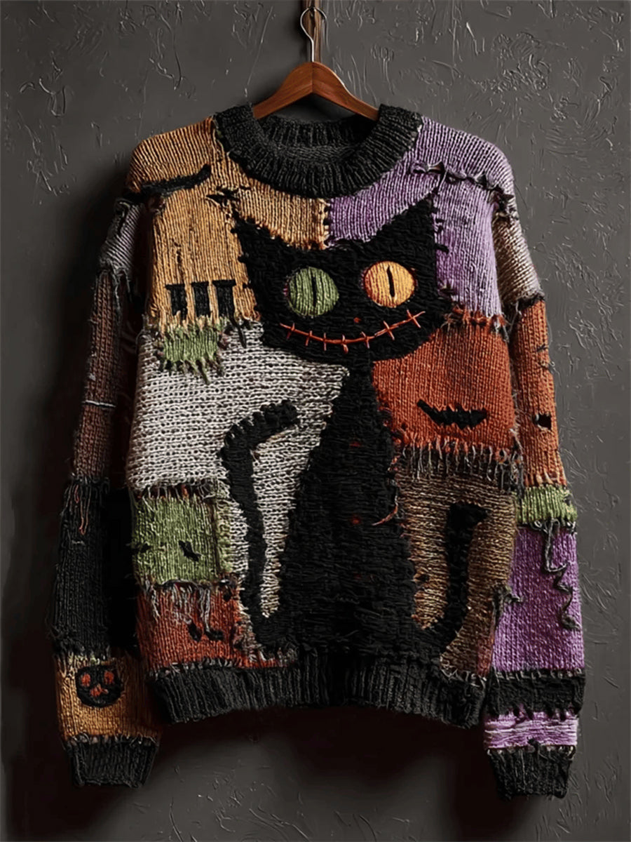 Schwarze Katzen pullover für Männer Halloween