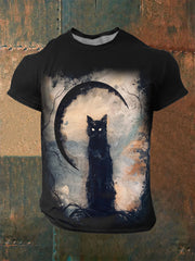 Männer Halloween schwarze Katze Kurzarm T-Shirt
