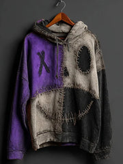 Männer Halloween Kürbis Gesicht Color block Patchwork Hoodie