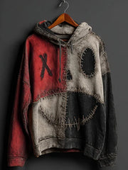 Männer Halloween Kürbis Gesicht Color block Patchwork Hoodie