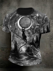 Herren-T-Shirts mit schwarzem Katzen druck Halloween