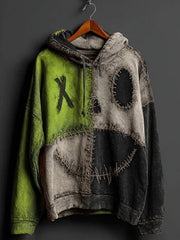 Männer Halloween Kürbis Gesicht Color block Patchwork Hoodie