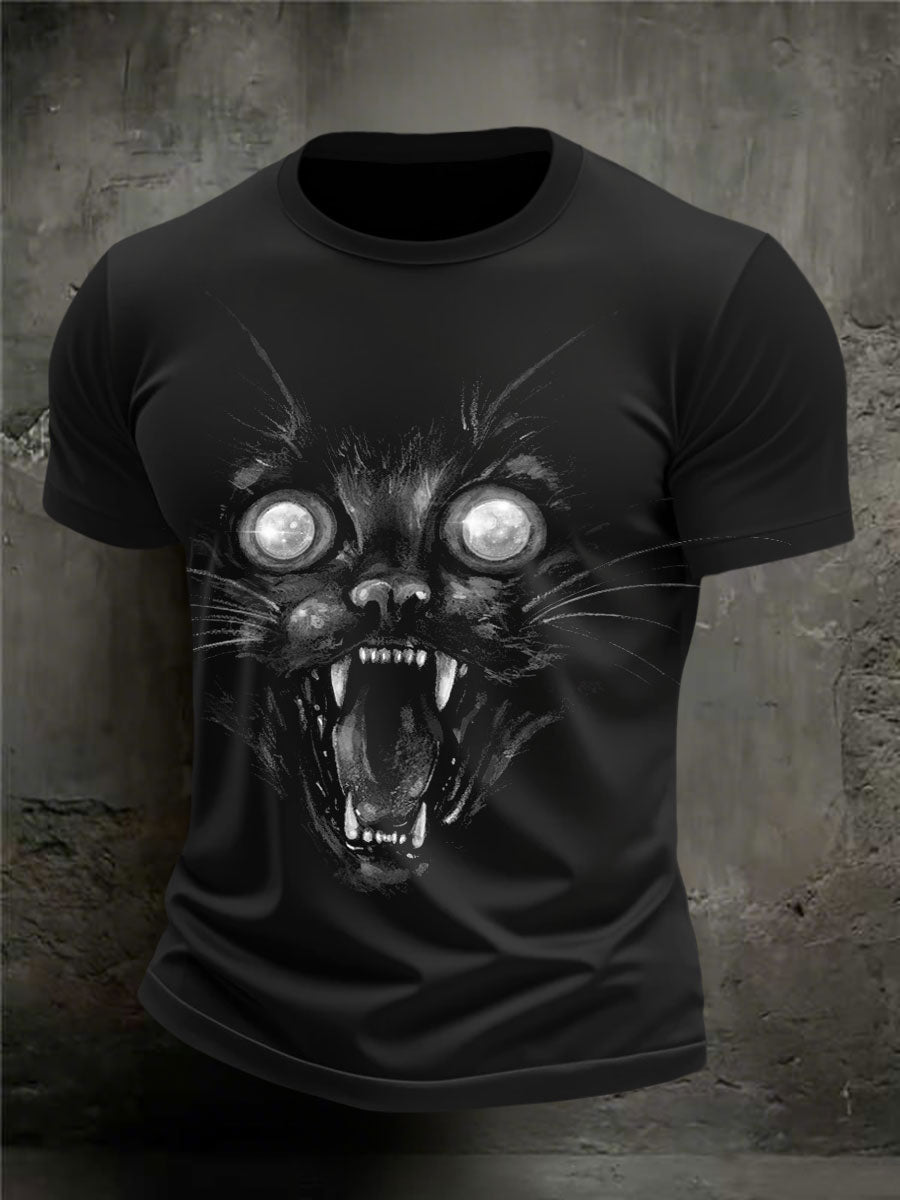 Männer Halloween Horror schwarze Katze T-Shirts