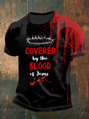 T-Shirt mit kurzen Ärmeln bedruckt Männer mit dem Blut Jesu