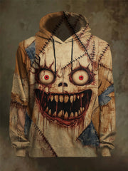 Herren Halloween Horror Bloody Face Stitching Print Cosplay Casual Hoodie