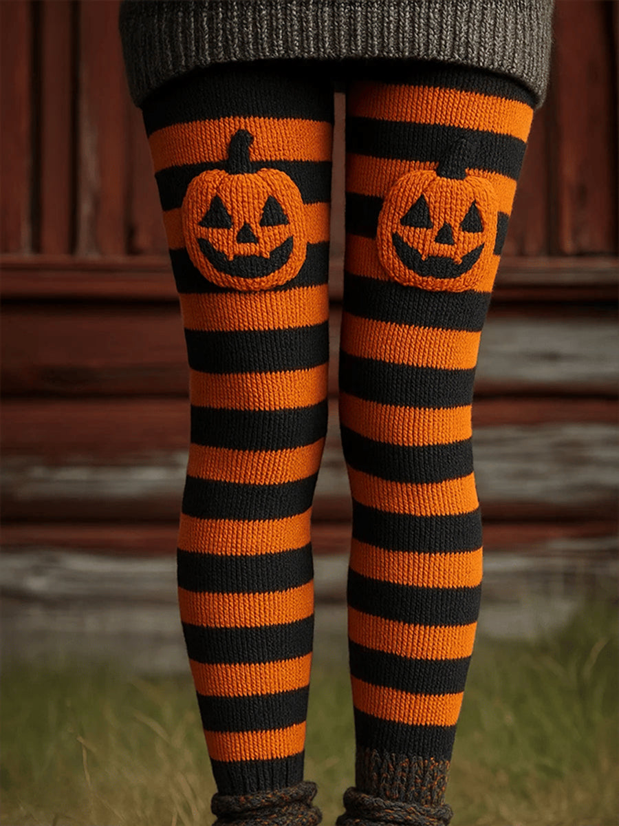 Damen-Halloween-Kürbis-Streifen-Unterteile