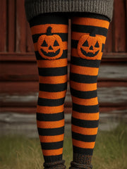Damen-Halloween-Kürbis-Streifen-Unterteile