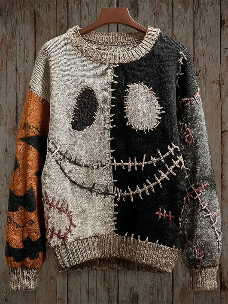 Bedrucktes V-Ausschnitt Revers knopf Vintage Lässiges Langarm-Shirt