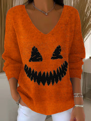 Damen Halloween Ghost Face Print Casual Top