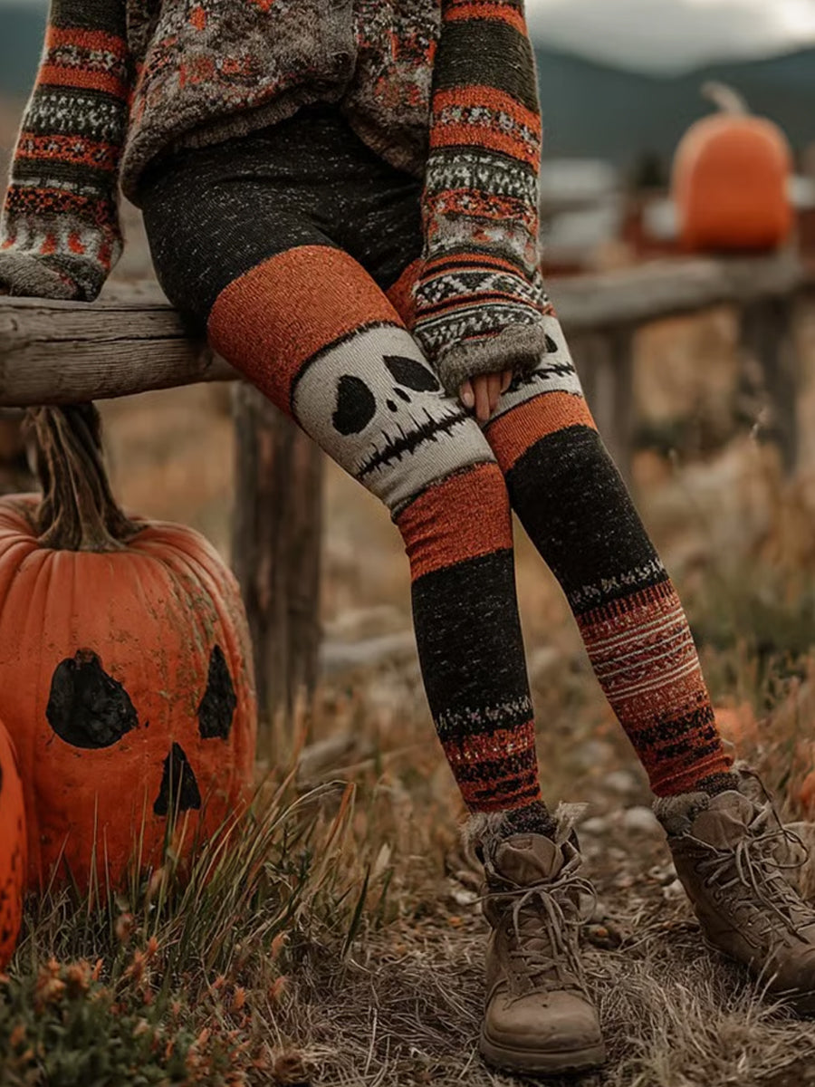 Damen-Halloween-Patchwork-Leggings