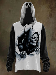Halloween-Skull-Print-Sweatshirt mit Kapuze für Männer