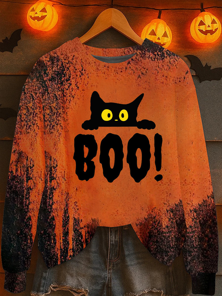 Damen Sweatshirt mit Halloween-Print