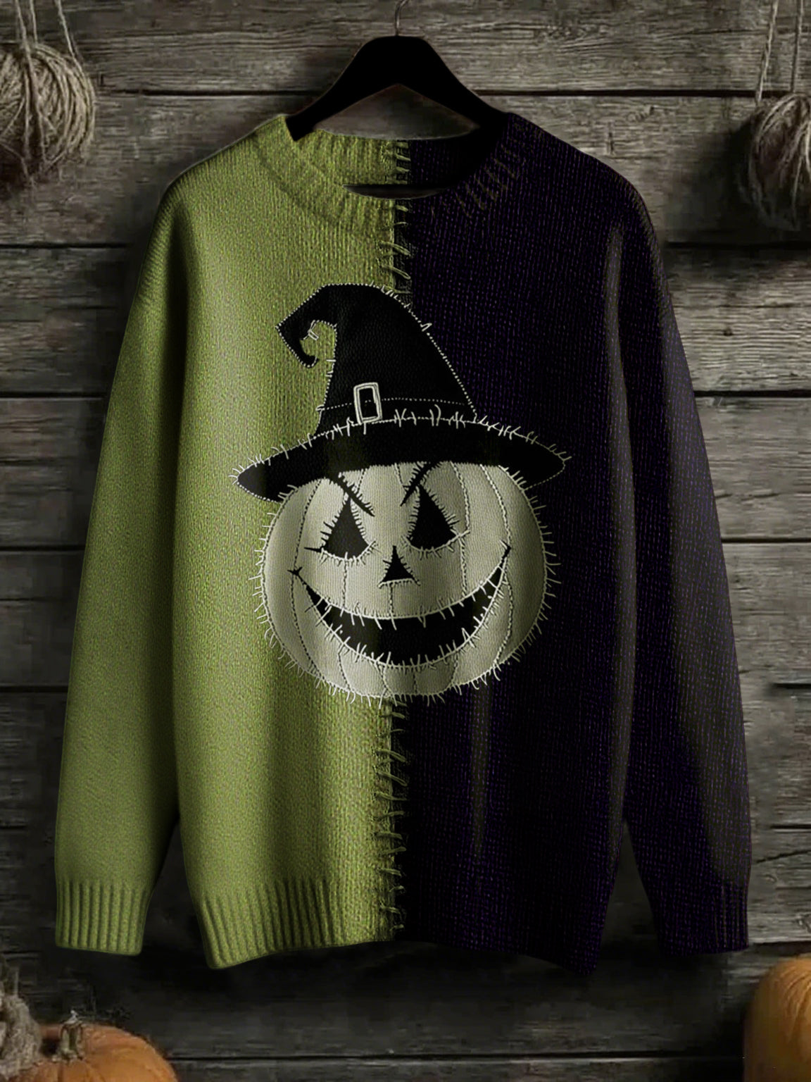 Frauen Halloween genähter Kunstdruck Pullover